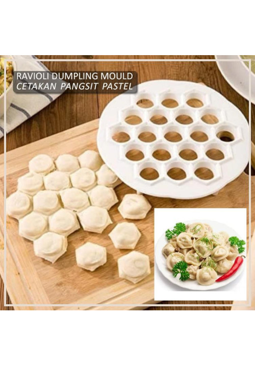 DIY RAVIOLI gyoza dumpling dimsum mold plastic - cetakan pangsit pastel 19 holes white 21cm